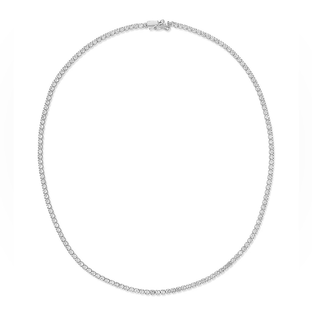 NEW LUV AJ PRONG-SET CZ 18” SILVER TENNIS NECKLACE